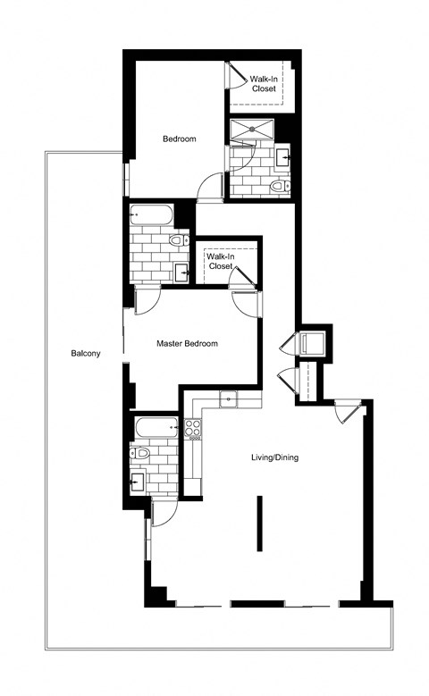 Floor plan for 3 beds, 3 baths, 1354 sqft